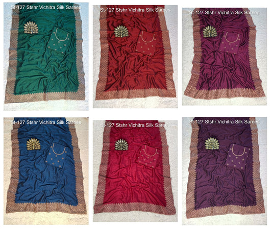 St-127 Stshr Vichitra Silk Sarees Wholesale