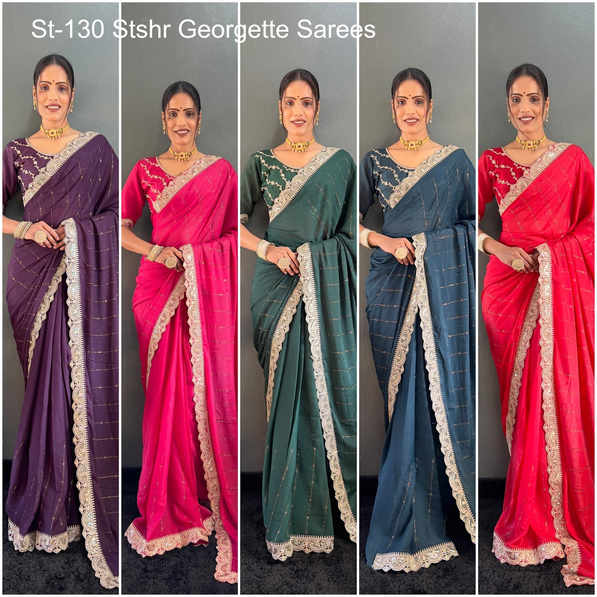 St-130 Stshr Georgette Sarees Wholesaler Gujarat