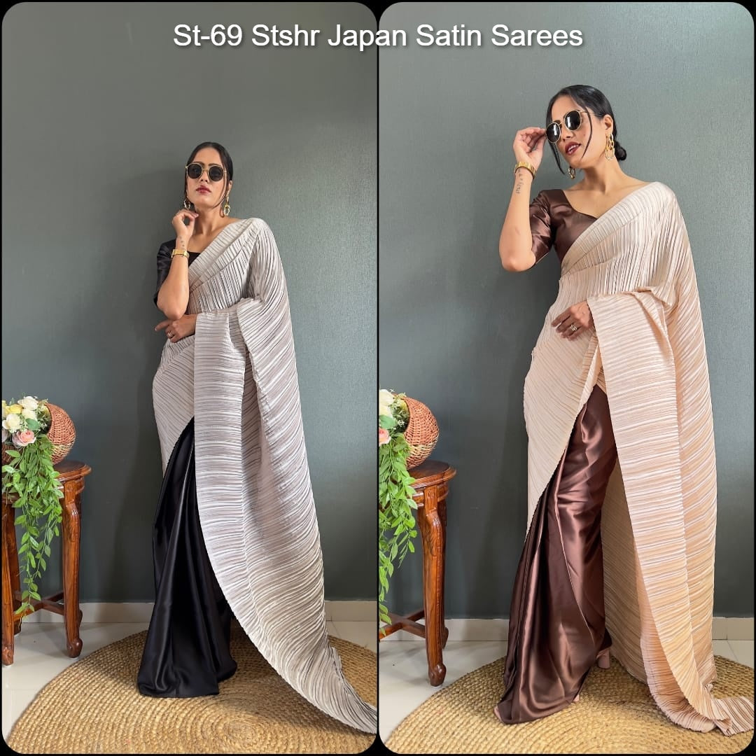 St-69 Stshr Japan Satin Sarees Wholesaler India