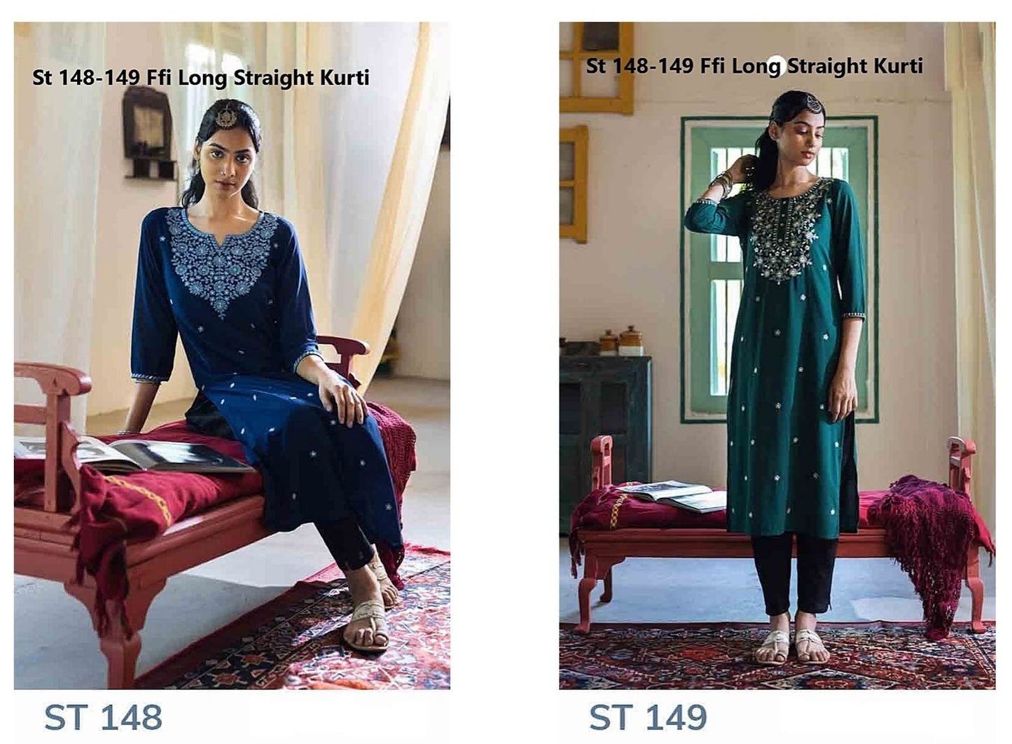 St 148-149 Ffi Georgette Long Straight Kurti Manufacturer Ahmedabad