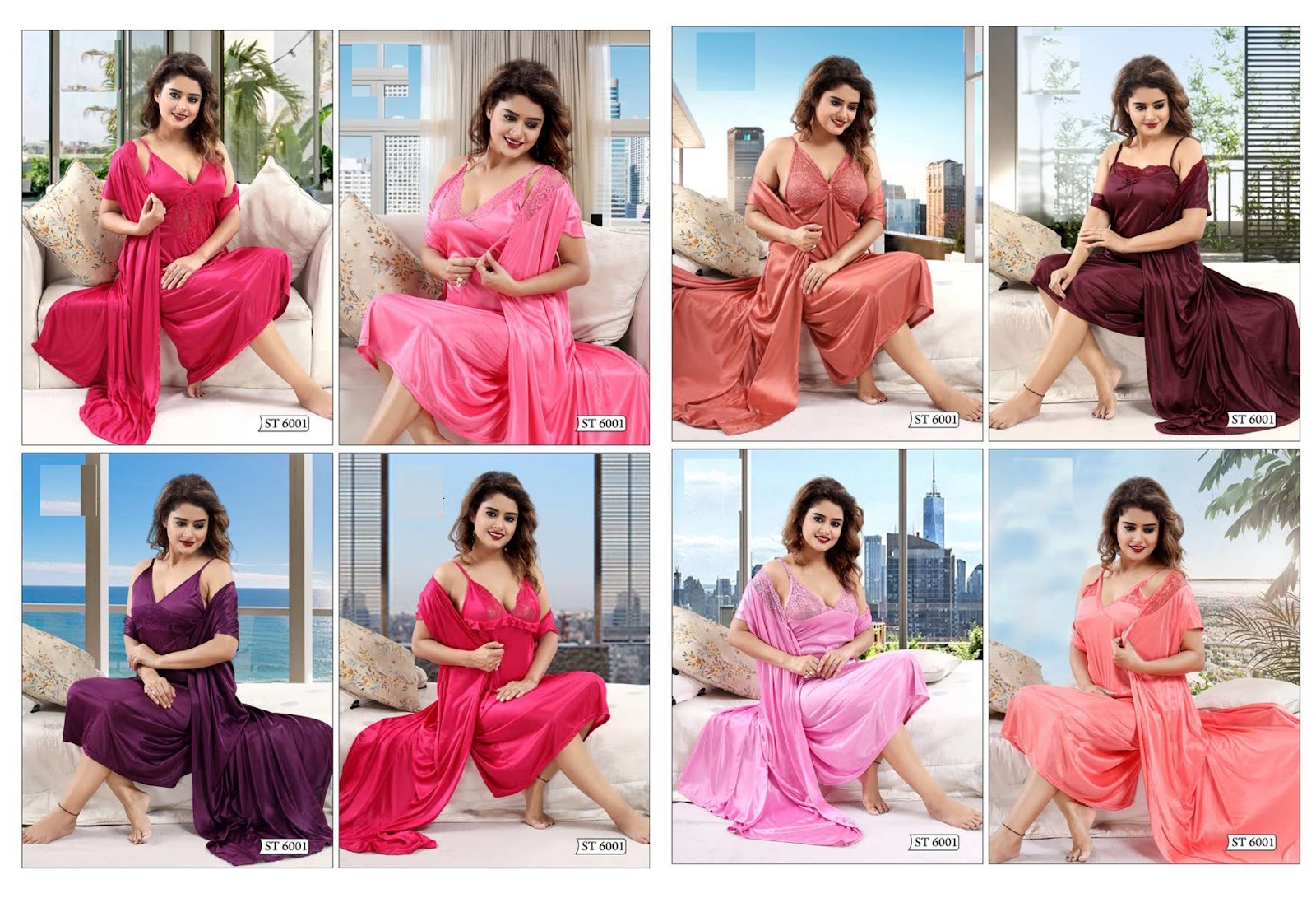 St 6001 Mnt Satin Night Gowns Manufacturer Ahmedabad