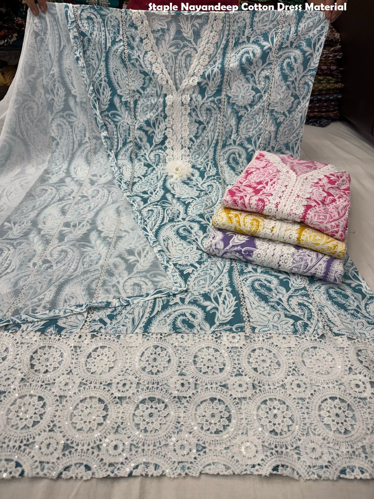 Staple Nayandeep Cotton Dress Material Wholesale
