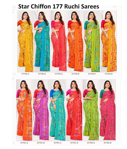 Star Chiffon 177 Ruchi Sarees Wholesaler Gujarat