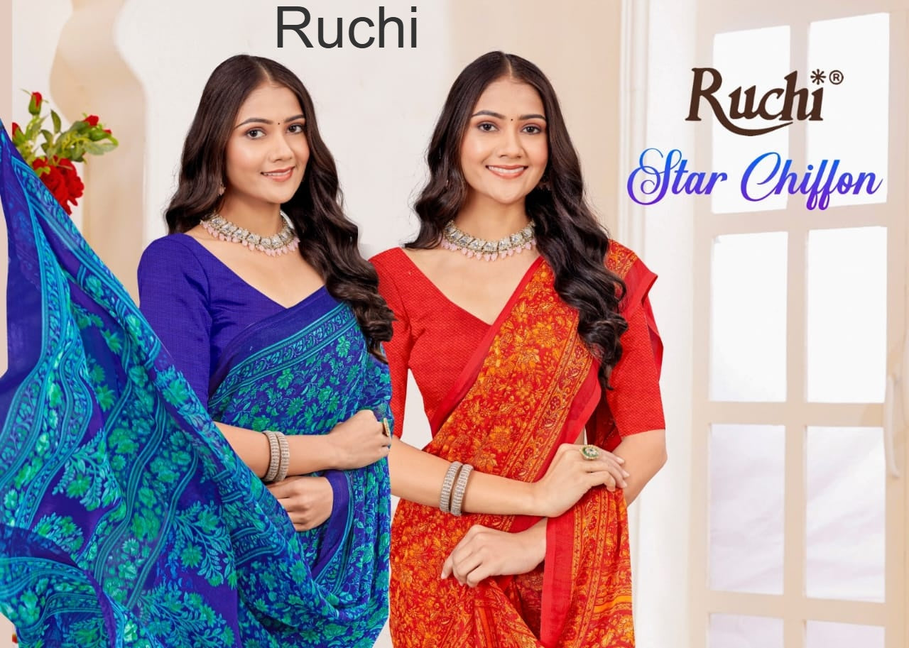 Star Chiffon 183 Ruchi Sarees Wholesale Rate