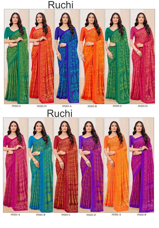 Star Chiffon 183 Ruchi Sarees Wholesale Rate