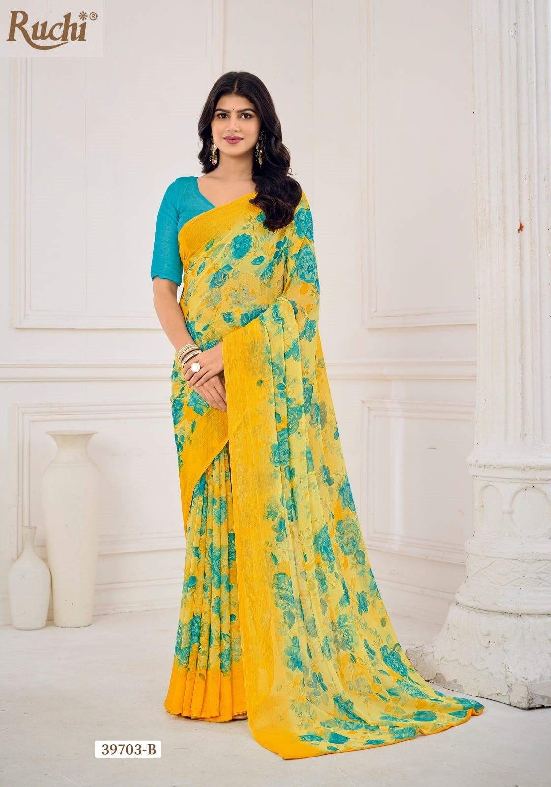 Star Chiffon 185 Ruchi Chiffon Sarees Supplier Gujarat