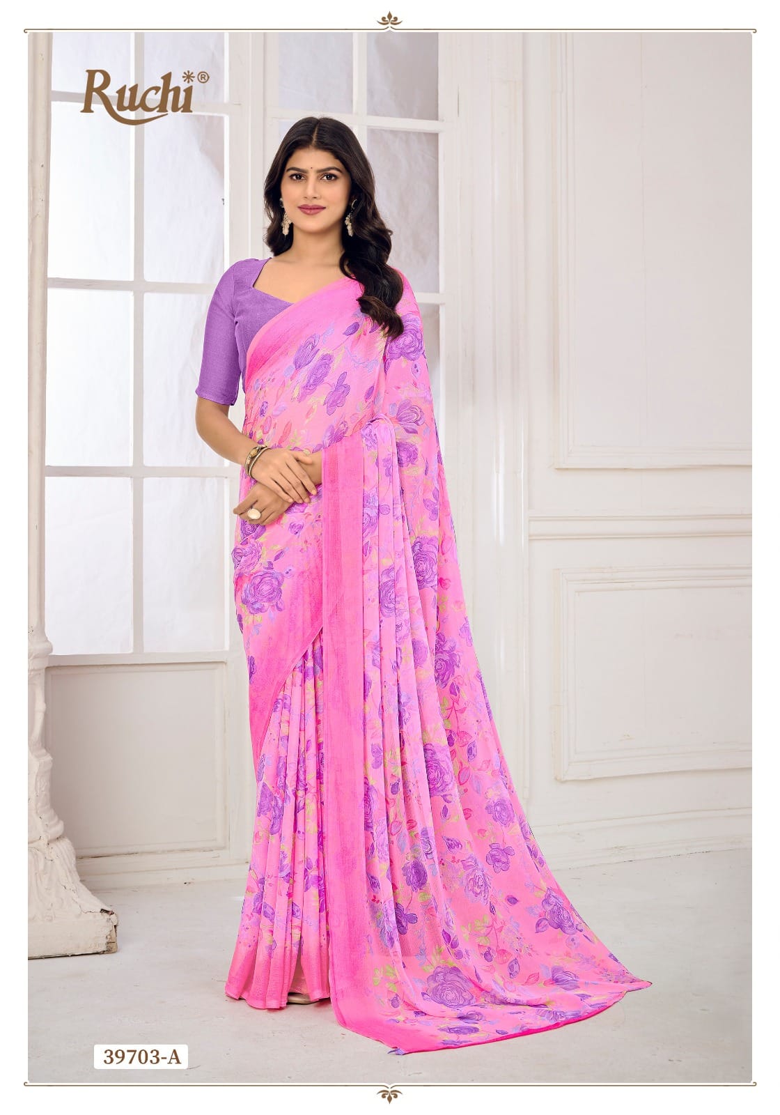 Star Chiffon 185 Ruchi Chiffon Sarees Supplier Gujarat