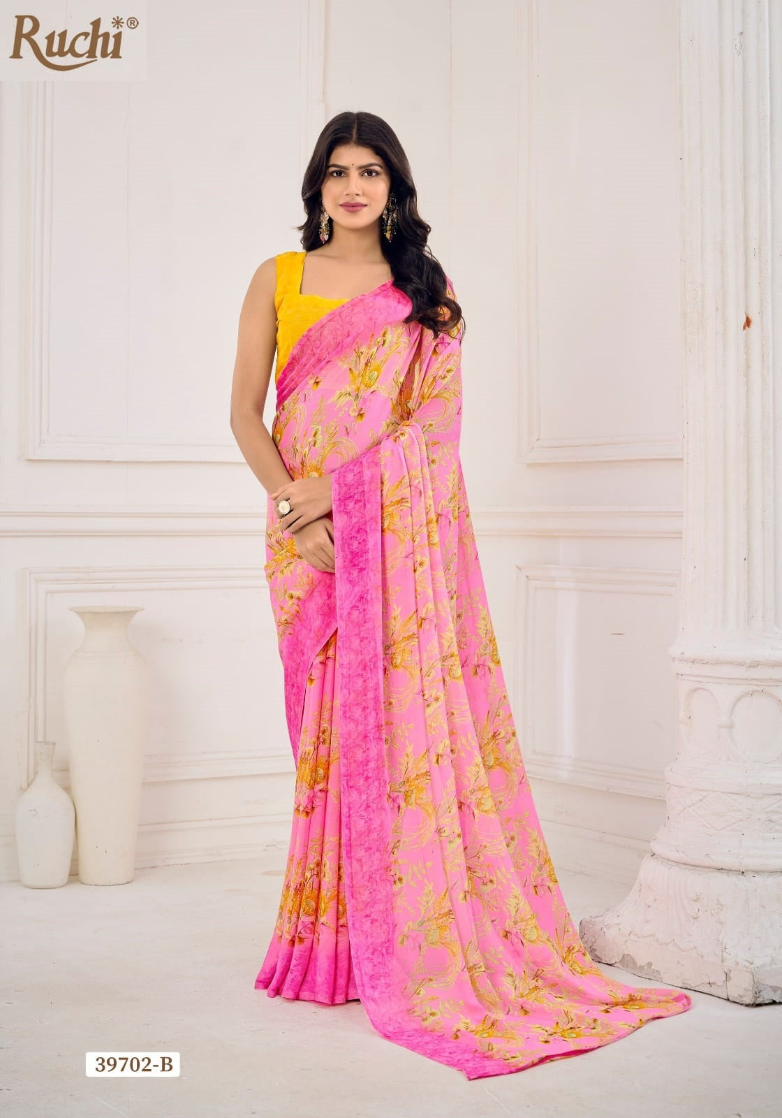 Star Chiffon 185 Ruchi Chiffon Sarees Supplier Gujarat