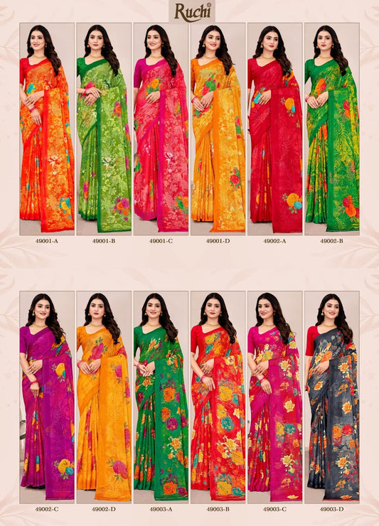 Star Chiffon 201 Ruchi Sarees Wholesaler