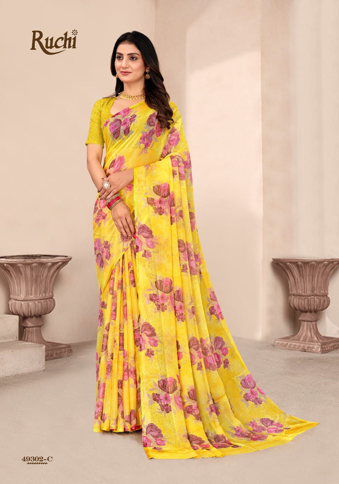 Star Chiffon 204 Ruchi Sarees Wholesaler Gujarat
