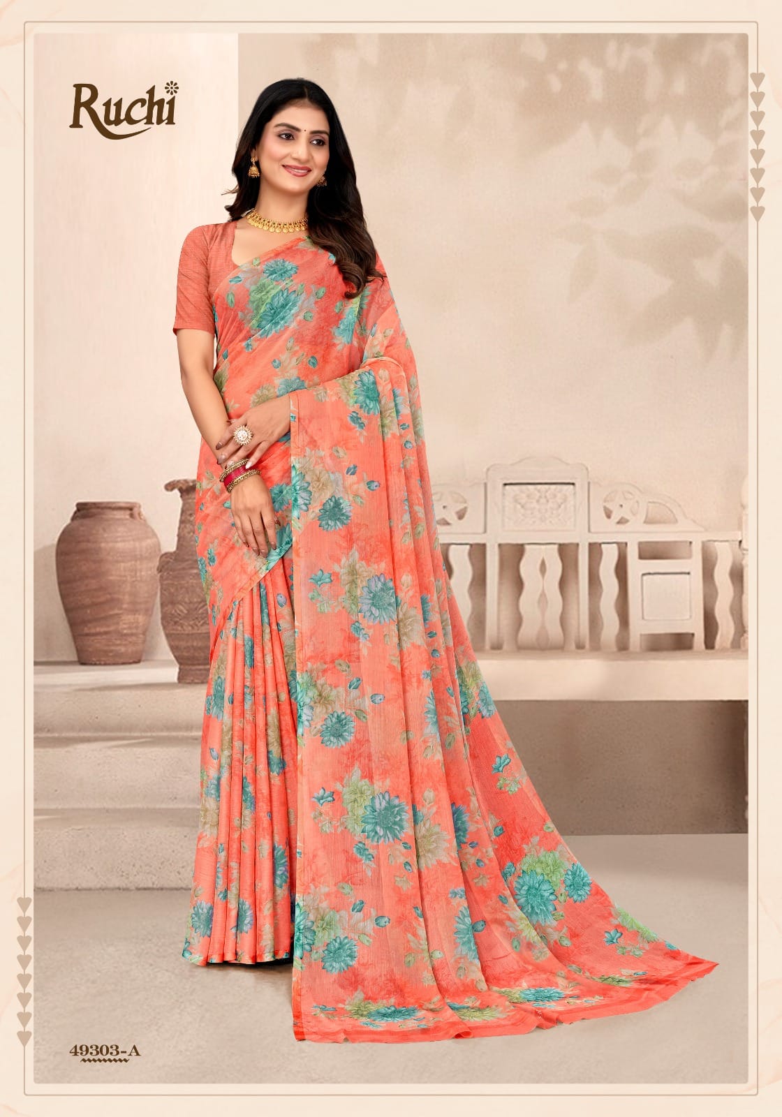 Star Chiffon 204 Ruchi Sarees Wholesaler Gujarat