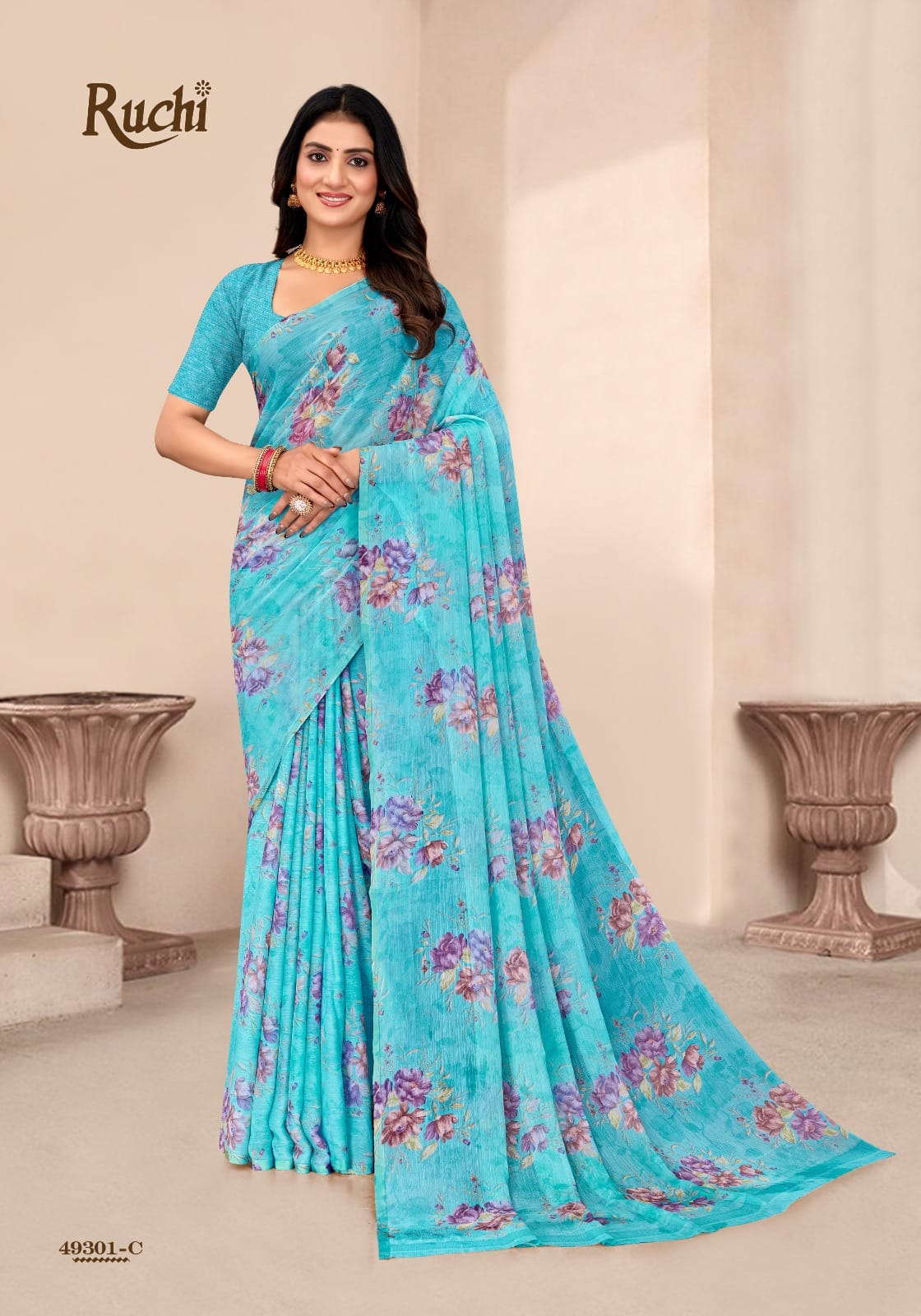 Star Chiffon 204 Ruchi Sarees Wholesaler Gujarat