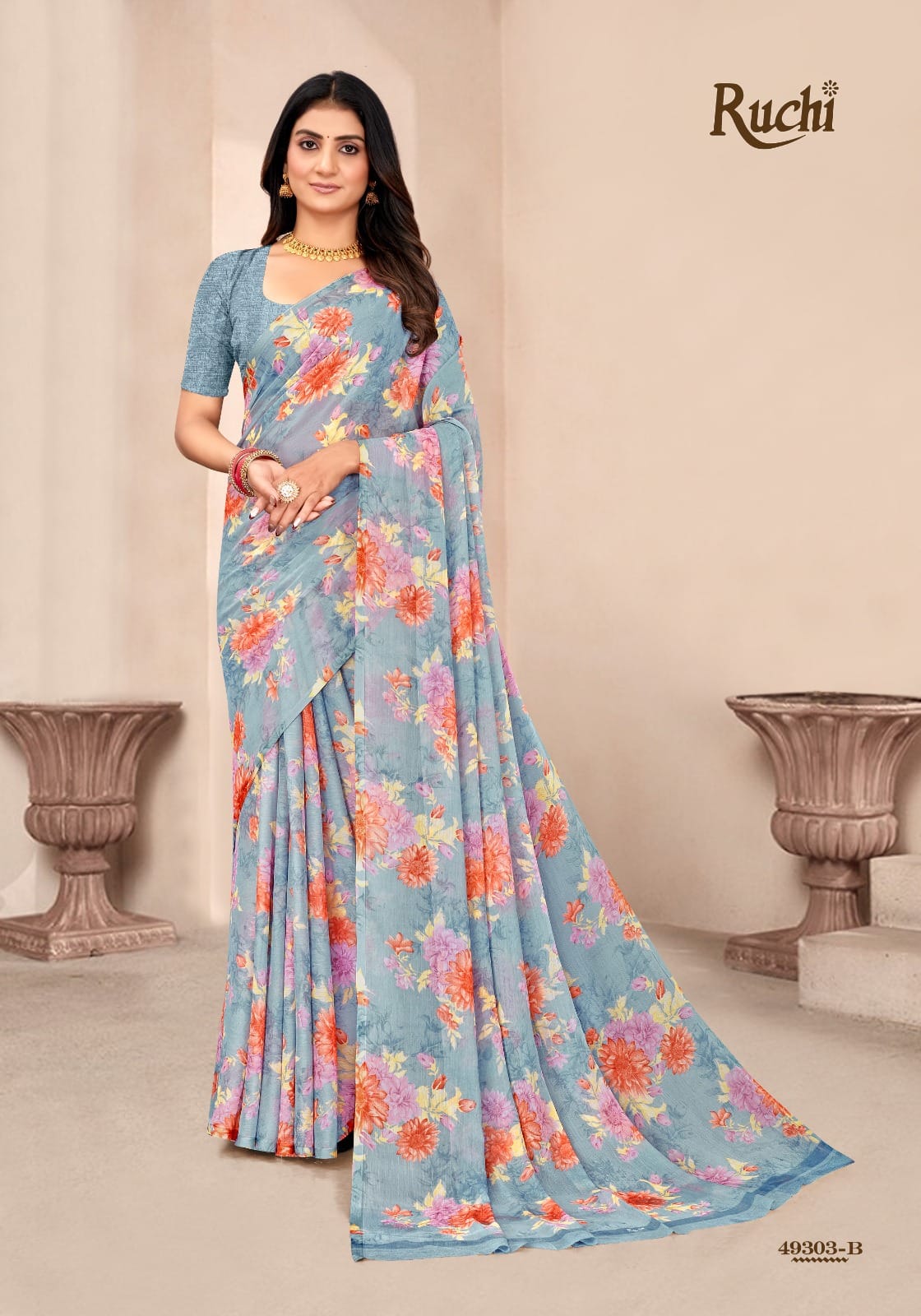 Star Chiffon 204 Ruchi Sarees Wholesaler Gujarat