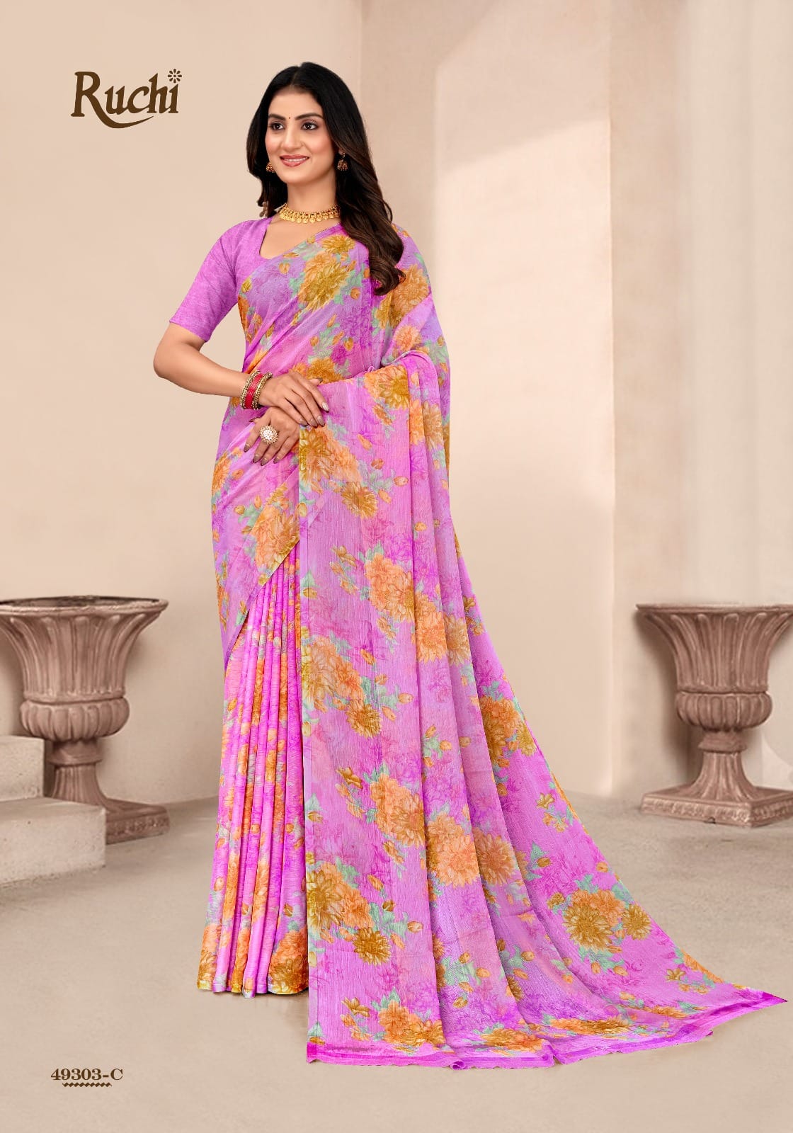 Star Chiffon 204 Ruchi Sarees Wholesaler Gujarat