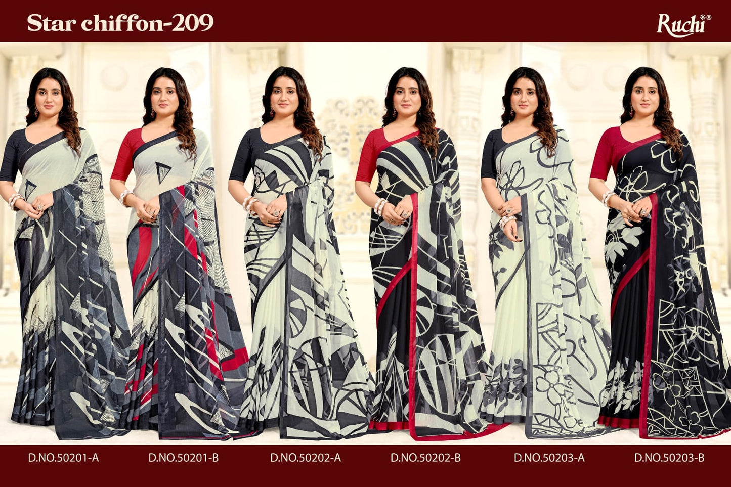 Star Chiffon 209 Ruchi Sarees Wholesaler Ahmedabad