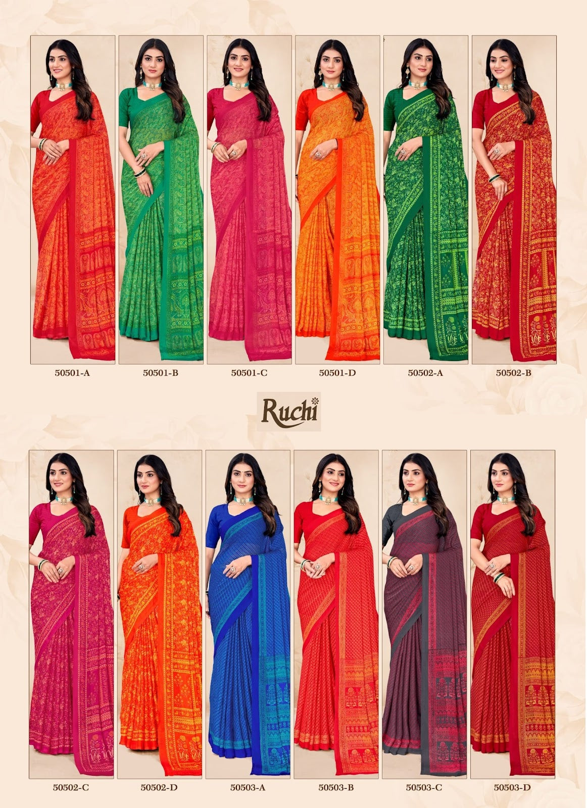 Star Chiffon 212 Ruchi Chiffon Sarees Wholesale Rate