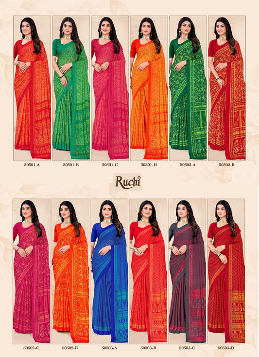 Star Chiffon 212 Ruchi Chiffon Sarees Wholesale Rate