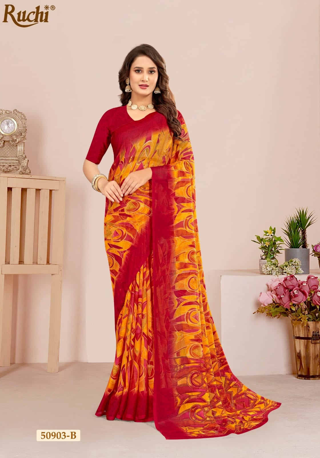 Star Chiffon 214 Ruchi Sarees Wholesale Price