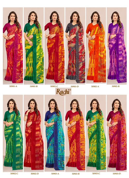Star Chiffon 214 Ruchi Sarees Wholesale Price