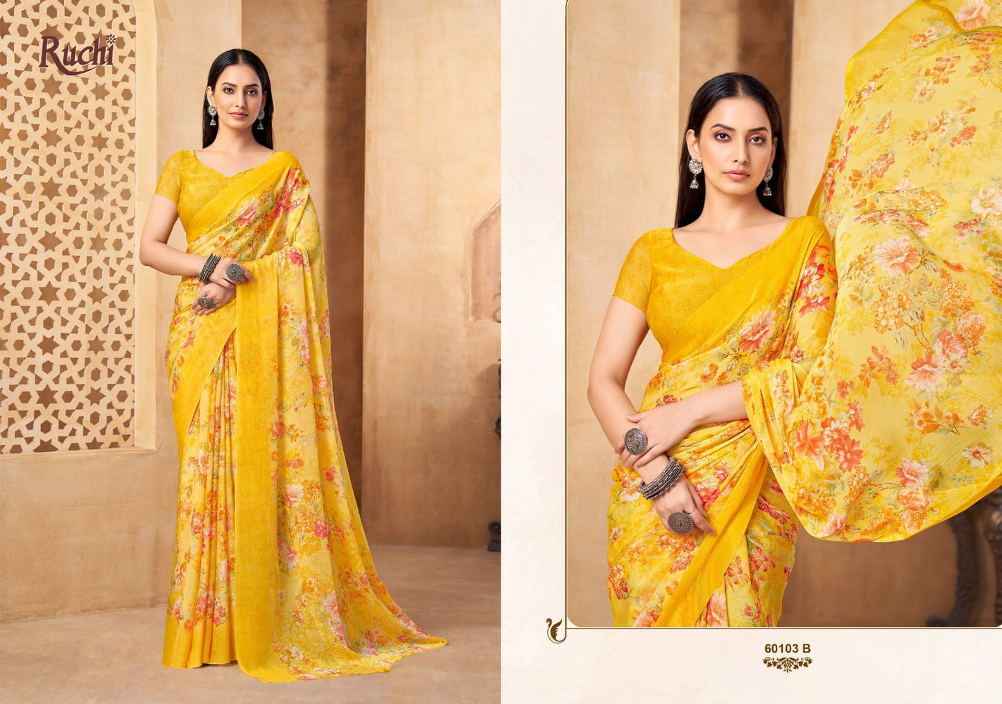 Star Chiffon 216 Ruchi Sarees Wholesaler Ahmedabad