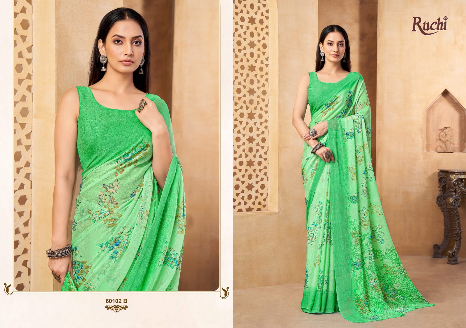 Star Chiffon 216 Ruchi Sarees Wholesaler Ahmedabad