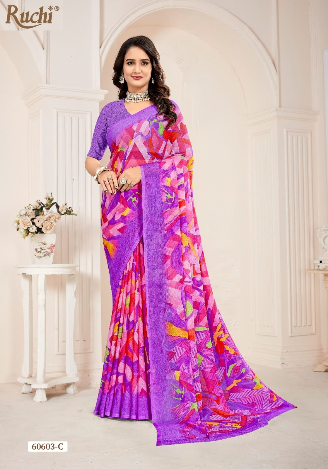Star Chiffon 221 Ruchi Chiffon Sarees Manufacturer Ahmedabad
