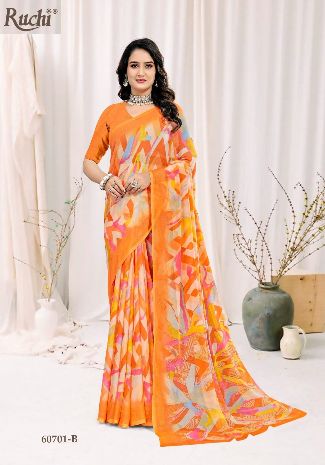 Star Chiffon 222 Ruchi Chiffon Sarees Wholesale Rate