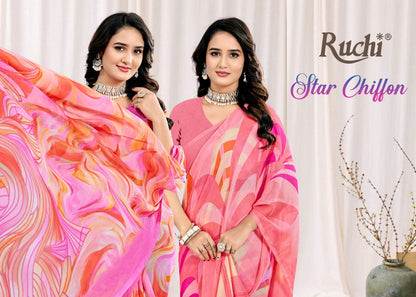 Star Chiffon 222 Ruchi Chiffon Sarees Wholesale Rate