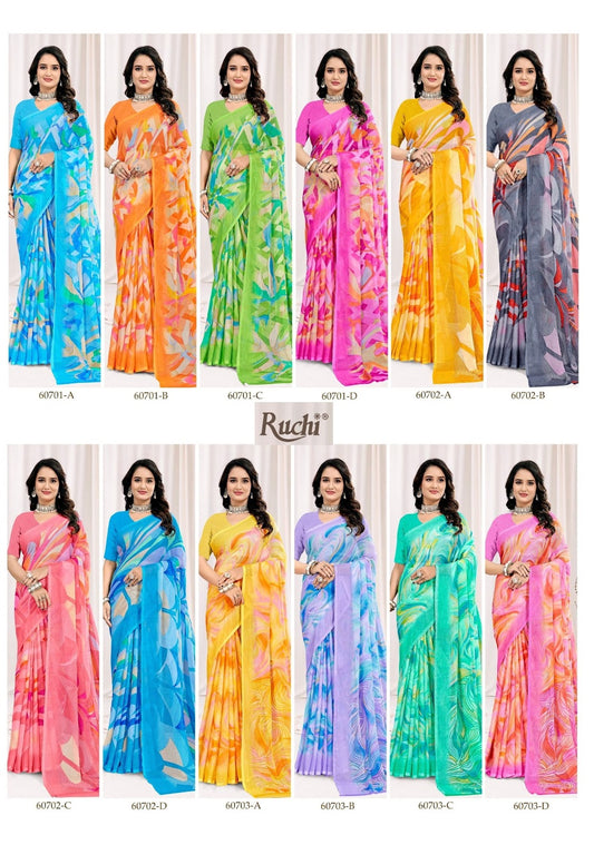 Star Chiffon 222 Ruchi Chiffon Sarees Wholesale Rate