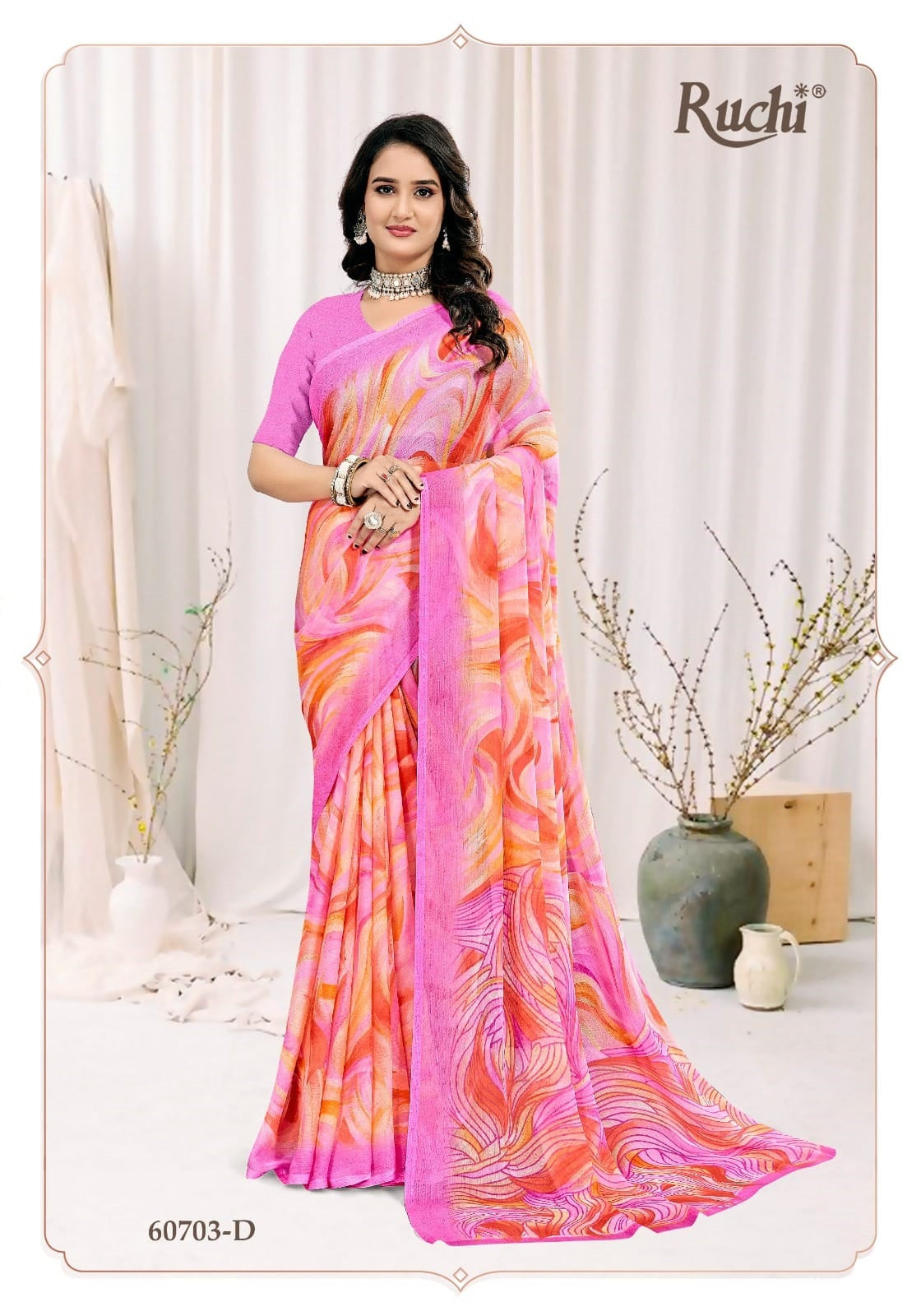 Star Chiffon 222 Ruchi Chiffon Sarees Wholesale Rate