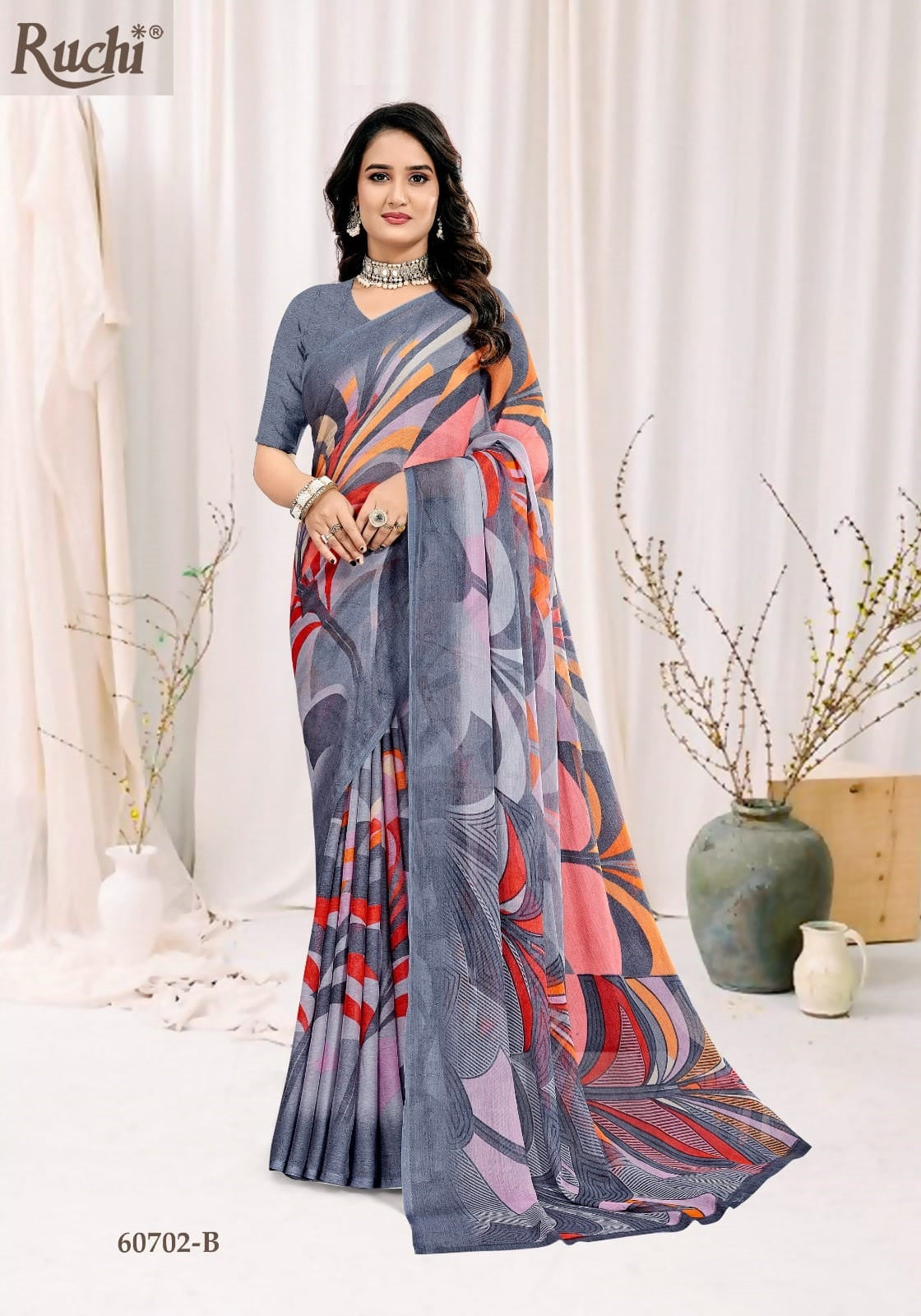 Star Chiffon 222 Ruchi Chiffon Sarees Wholesale Rate