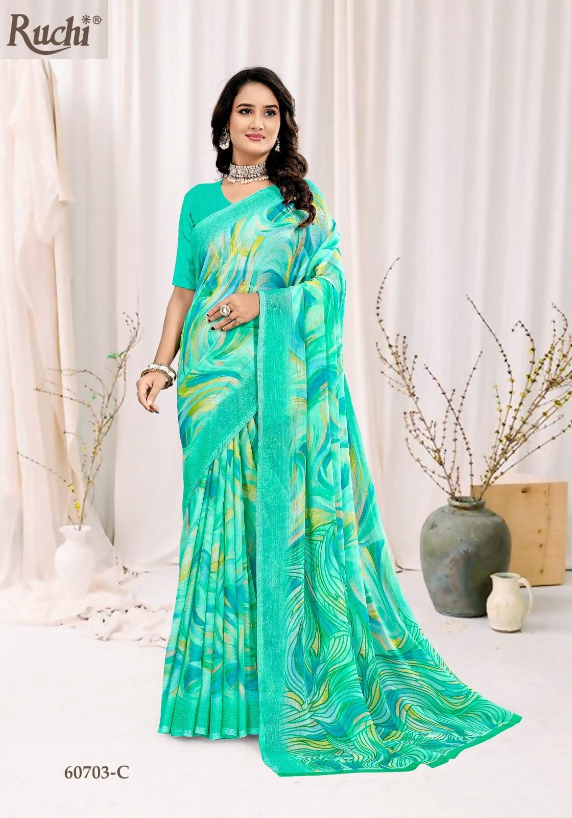 Star Chiffon 222 Ruchi Chiffon Sarees Wholesale Rate