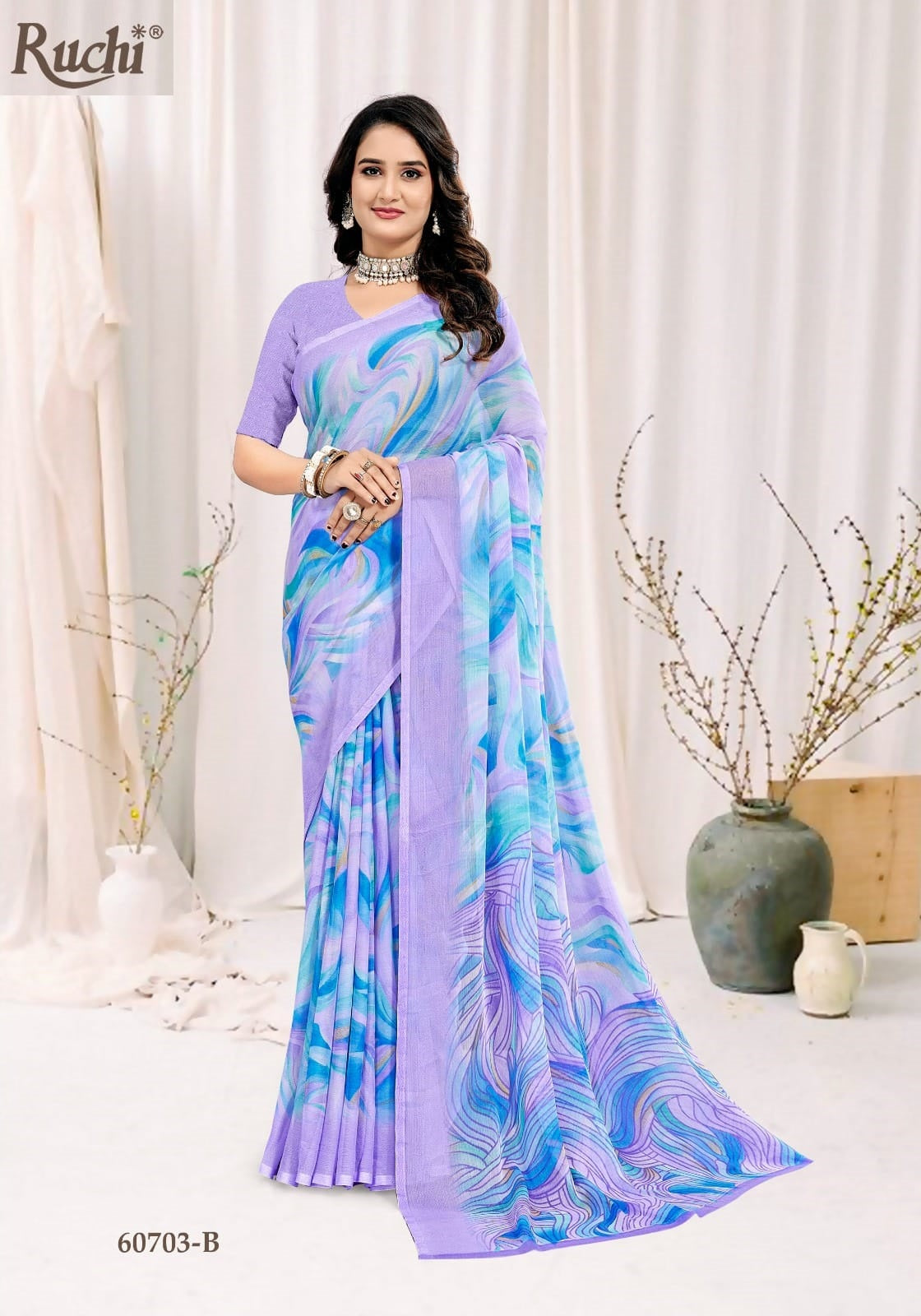 Star Chiffon 222 Ruchi Chiffon Sarees Wholesale Rate