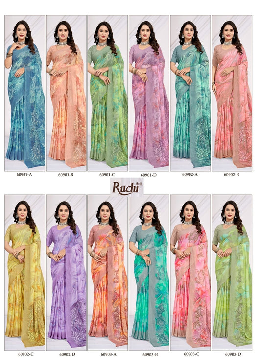 Star Chiffon 223 Ruchi Chiffon Sarees Wholesaler