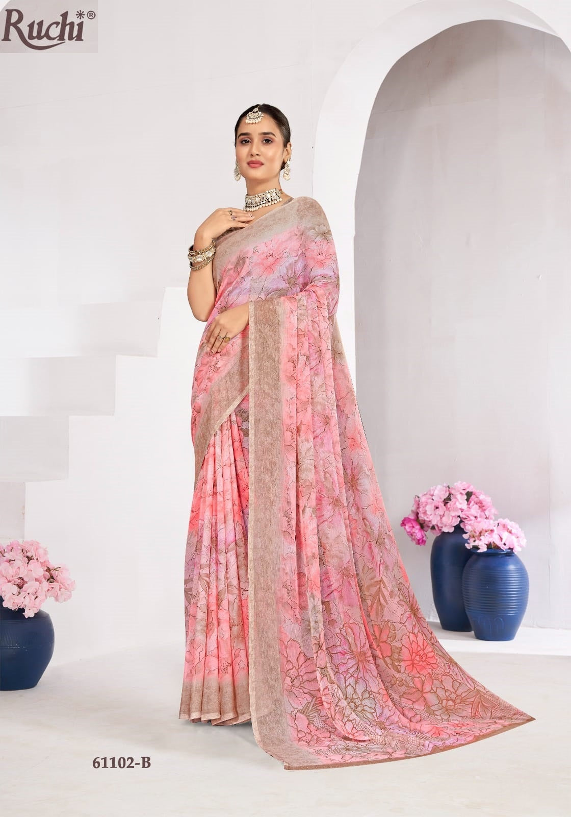 Star Chiffon 224 Ruchi Chiffon Sarees Manufacturer India