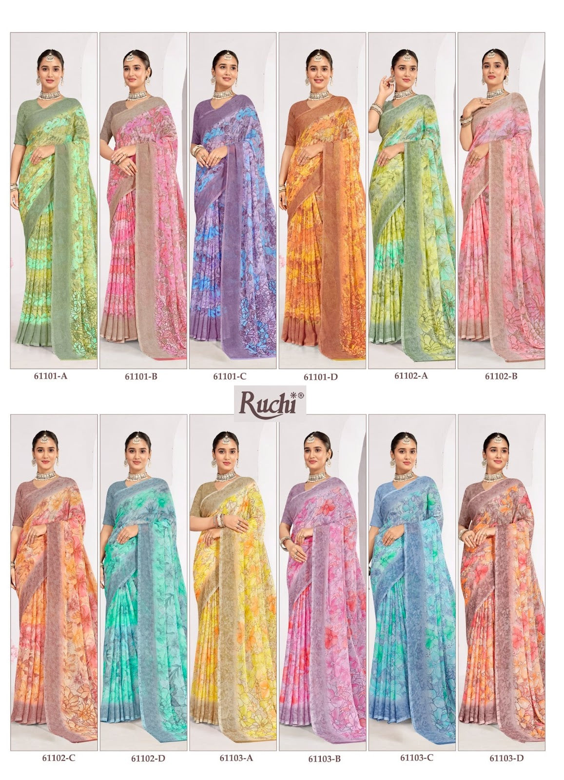 Star Chiffon 224 Ruchi Chiffon Sarees Manufacturer India