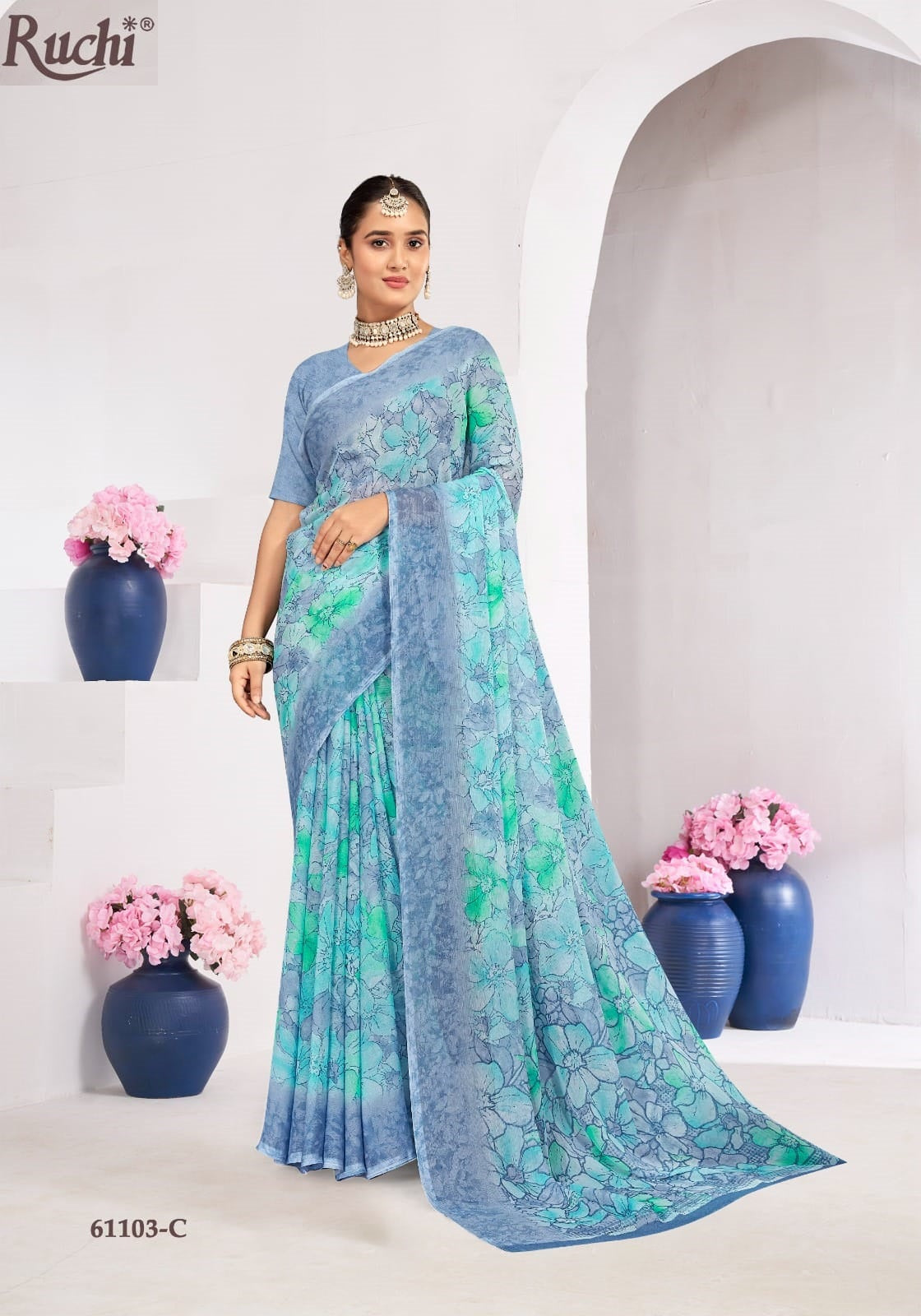 Star Chiffon 224 Ruchi Chiffon Sarees Manufacturer India