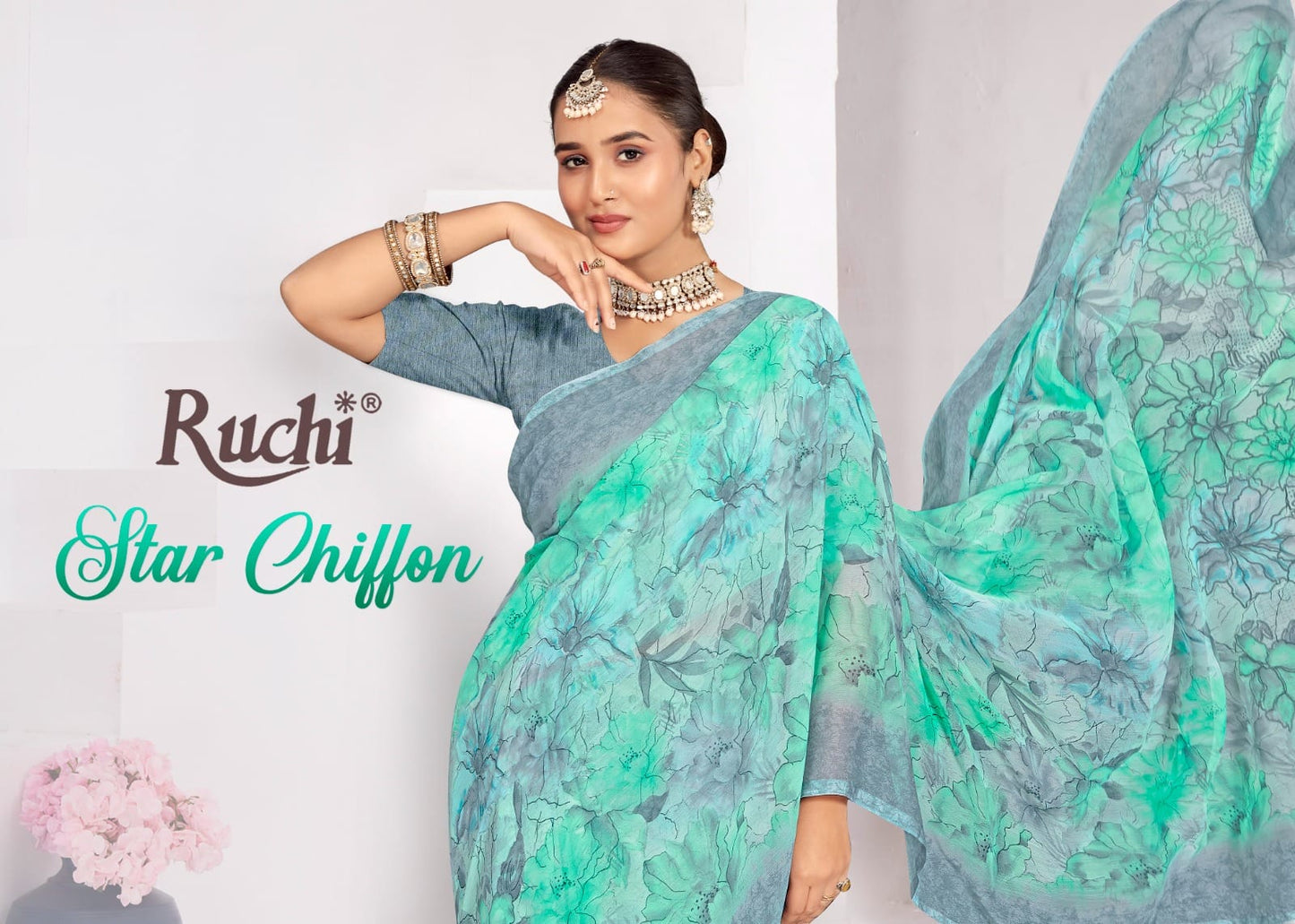 Star Chiffon 224 Ruchi Chiffon Sarees Manufacturer India