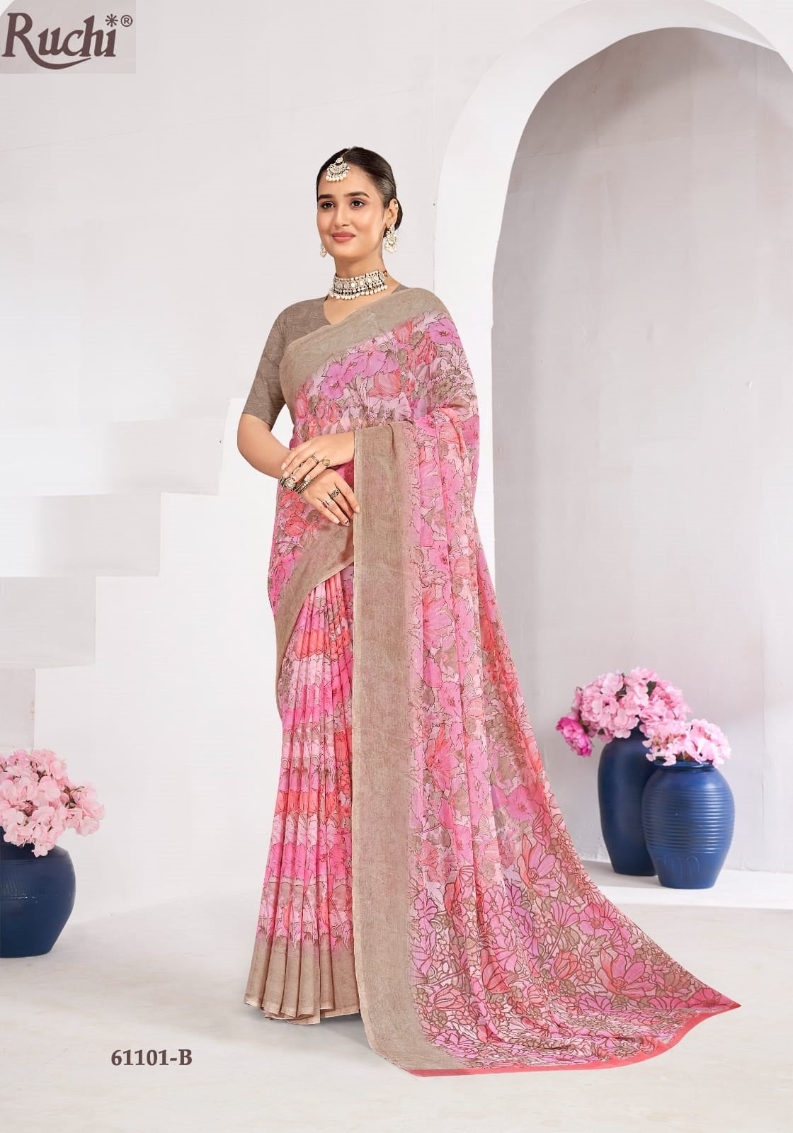 Star Chiffon 224 Ruchi Chiffon Sarees Manufacturer India