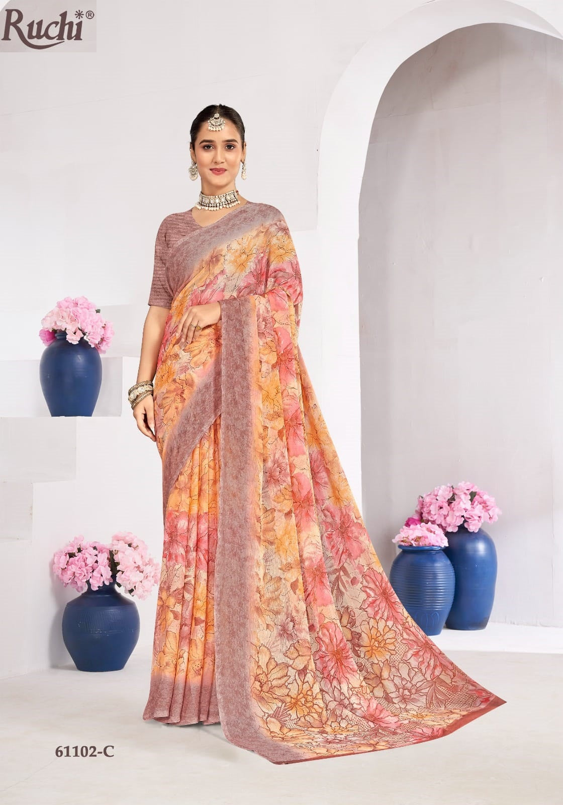 Star Chiffon 224 Ruchi Chiffon Sarees Manufacturer India