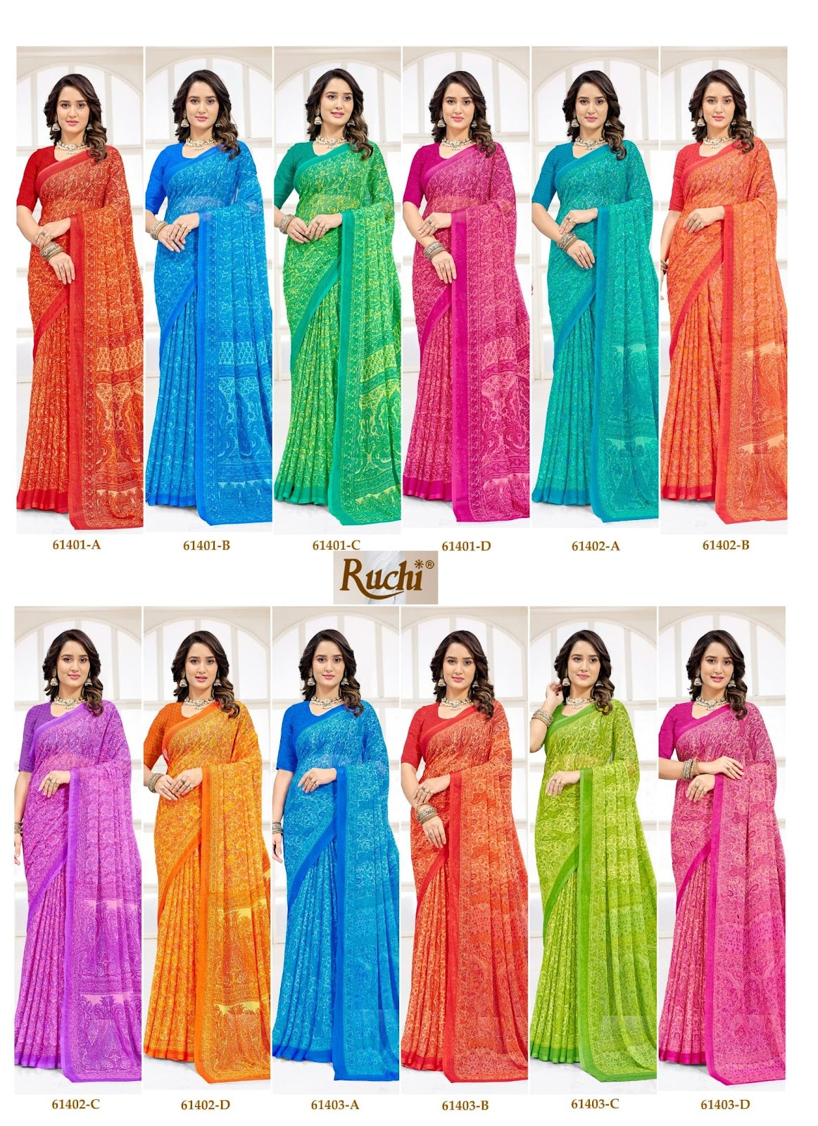 Star Chiffon 227 Ruchi Chiffon Sarees Exporter