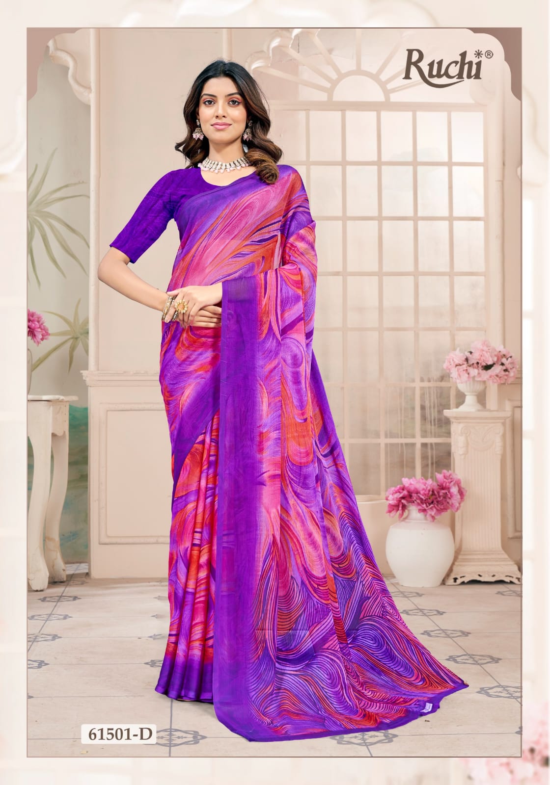 Star Chiffon 228 Ruchi Sarees Wholesaler India