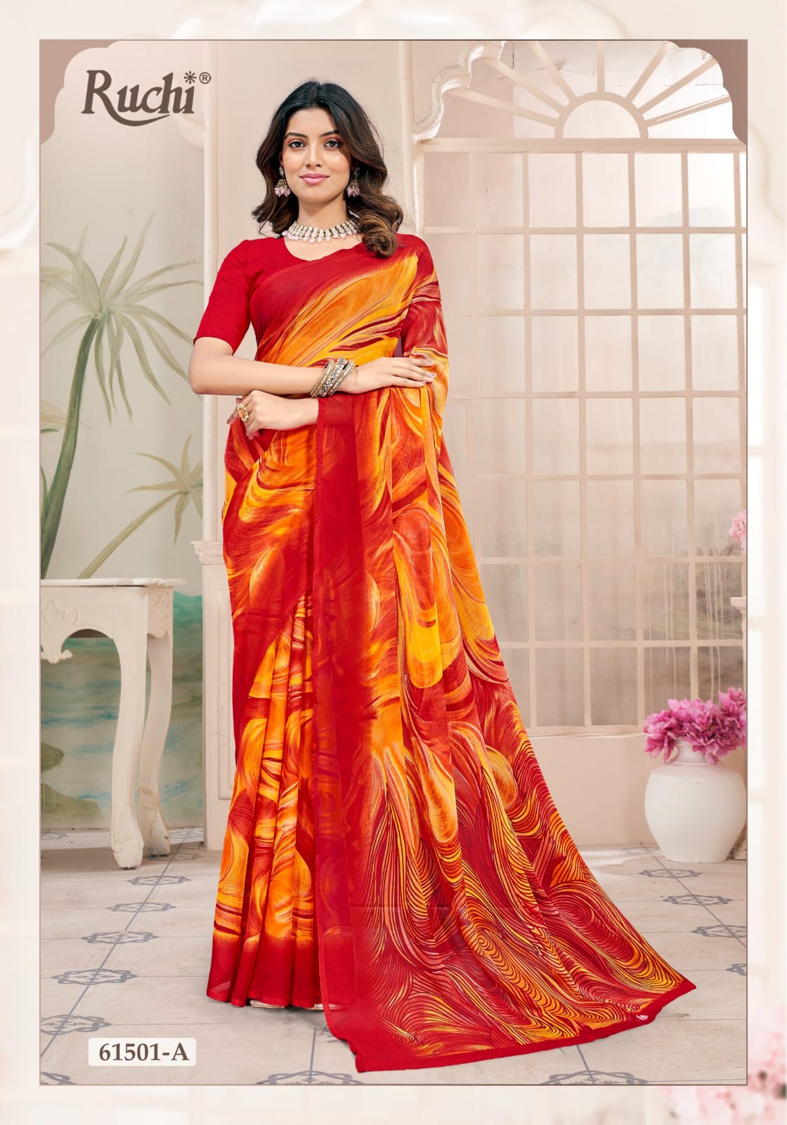 Star Chiffon 228 Ruchi Sarees Wholesaler India