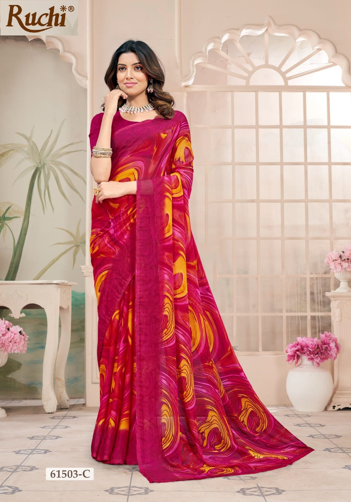 Star Chiffon 228 Ruchi Sarees Wholesaler India