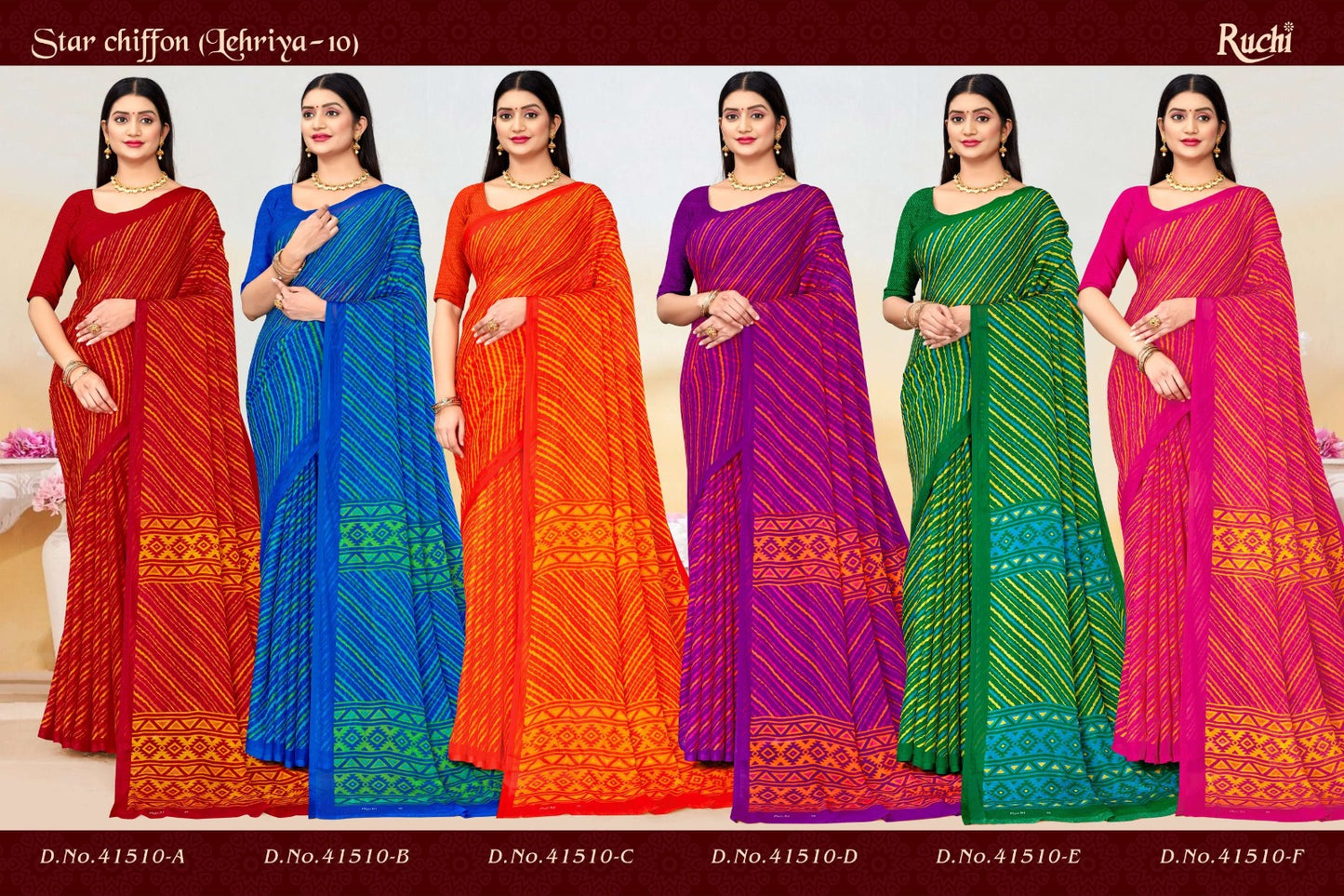 Star Chiffon Lehriya 10 Ruchi Sarees Supplier