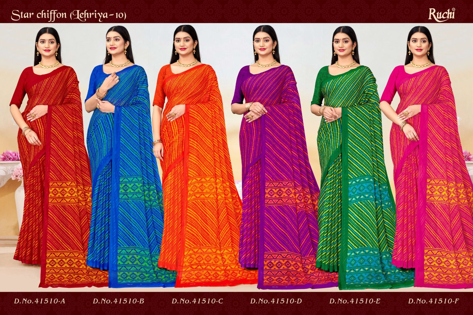 Star Chiffon Lehriya 10 Ruchi Sarees Supplier