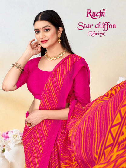 Star Chiffon Lehriya 10 Ruchi Sarees Supplier
