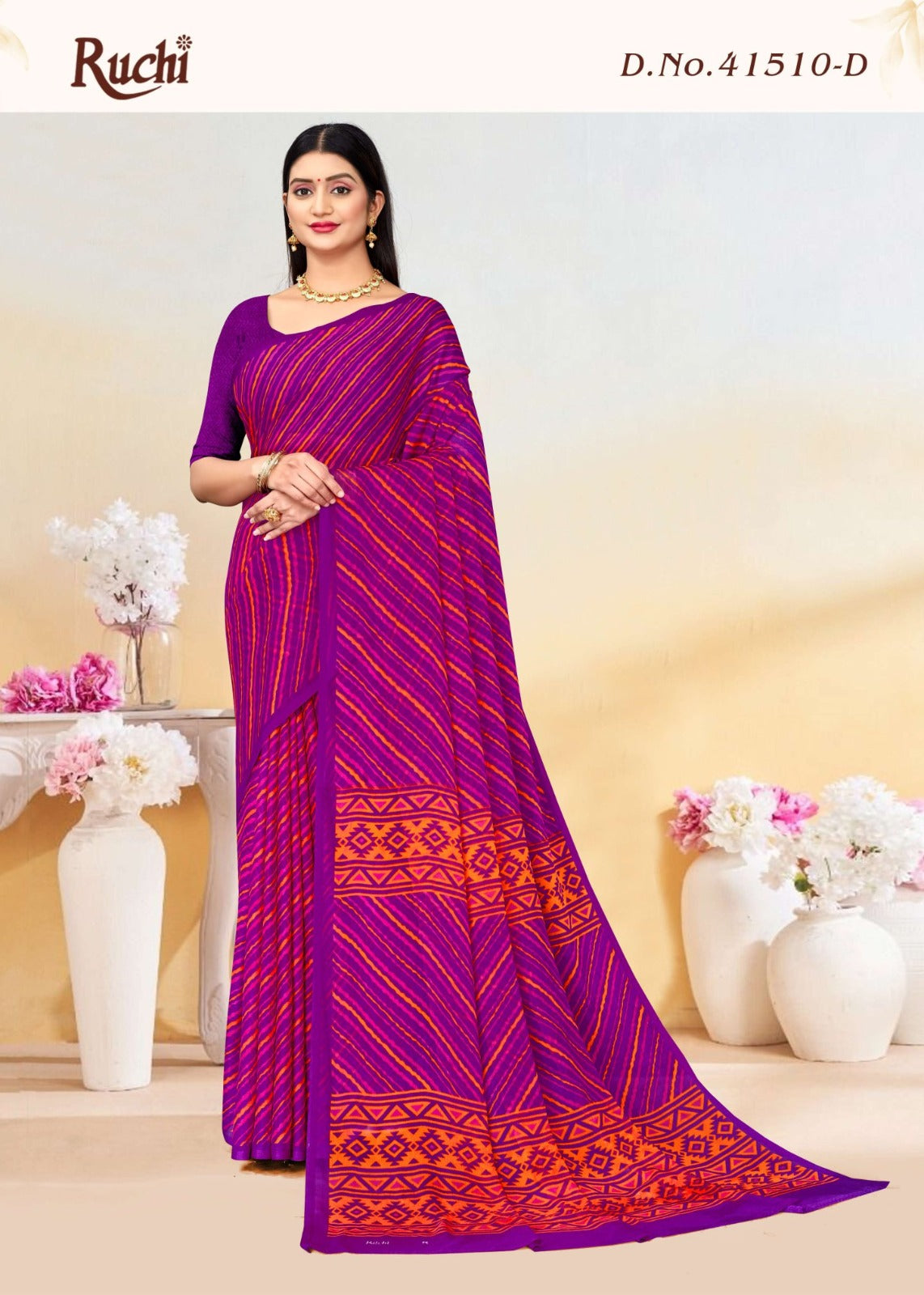 Star Chiffon Lehriya 10 Ruchi Sarees Supplier