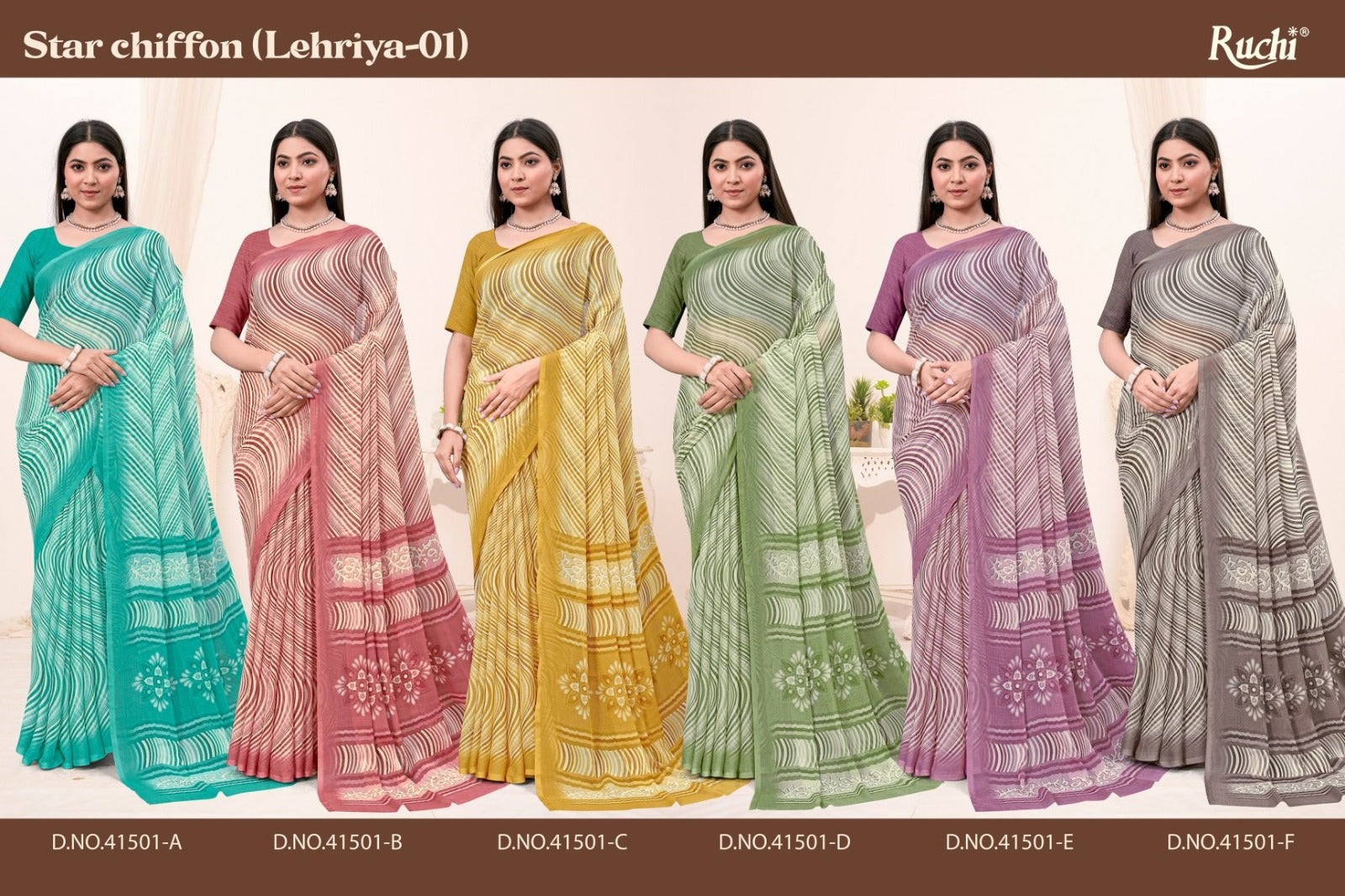 Star Chiffon Lehriya 1 Ruchi Chiffon Sarees Wholesaler India