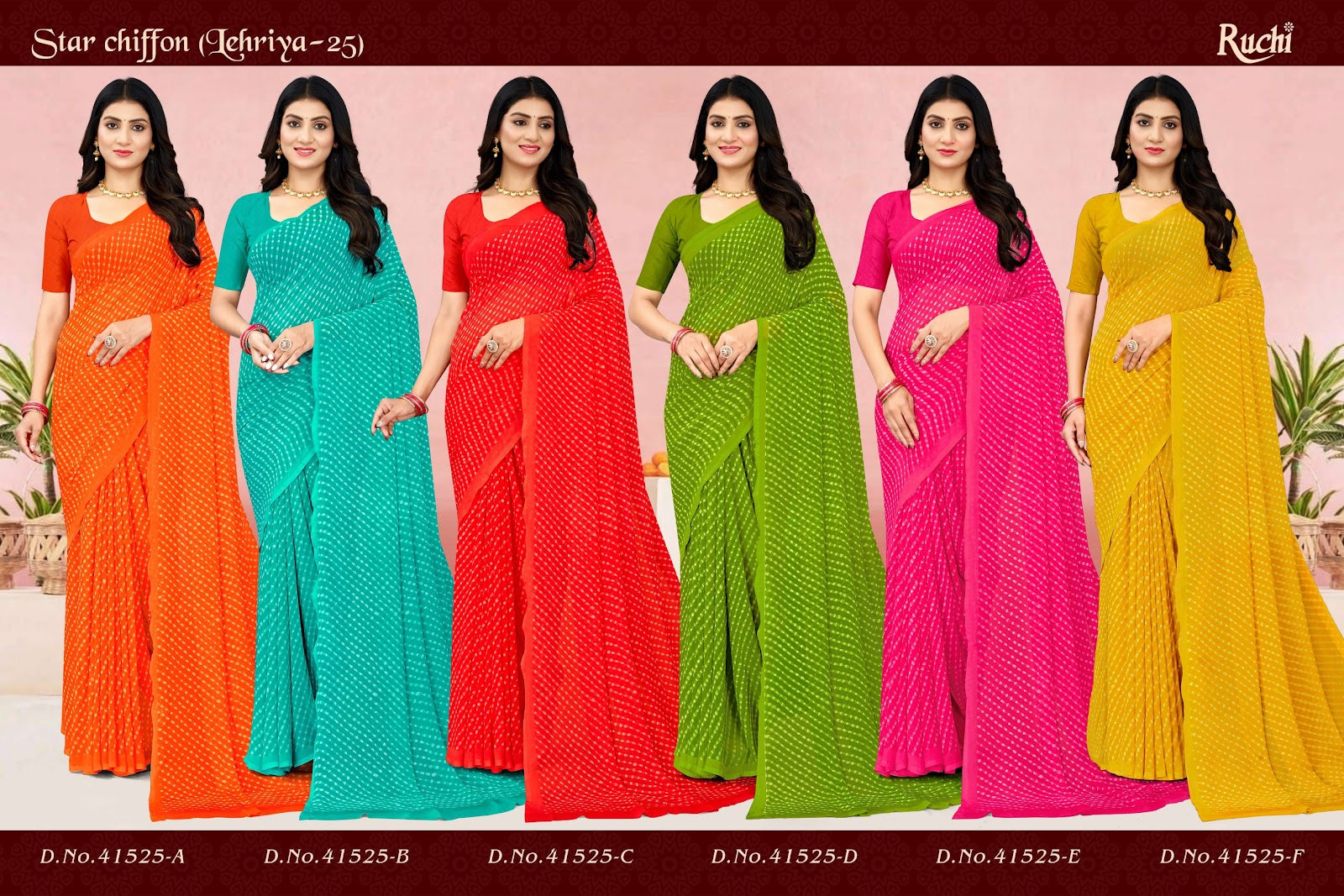 Star Chiffon Lehriya 25 Ruchi Sarees Manufacturer Ahmedabad